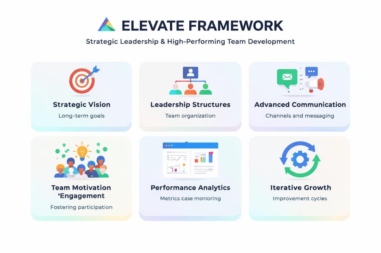 Elevate Framework diagram with icons and text on a white background