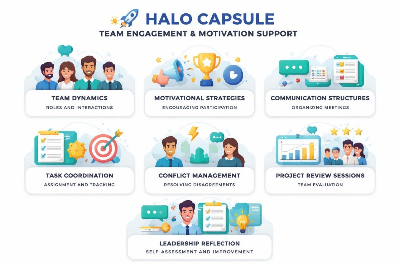 Halo Capsule team engagement and motivation support services on a white background