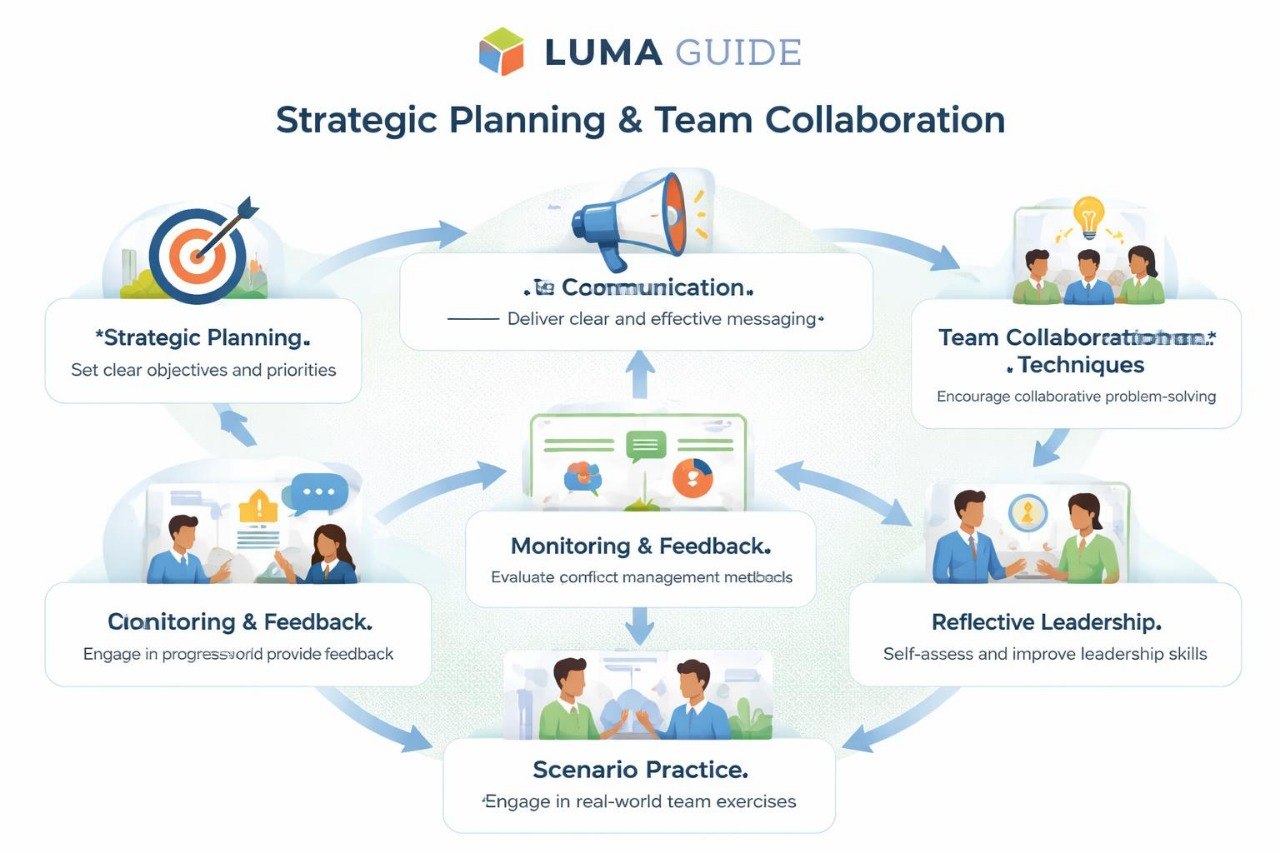 LUMA GUIDE diagram of Strategic Planning & Team Collaboration with icons and text on a white background.