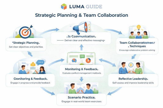LUMA GUIDE diagram of Strategic Planning & Team Collaboration with icons and text on a white background.